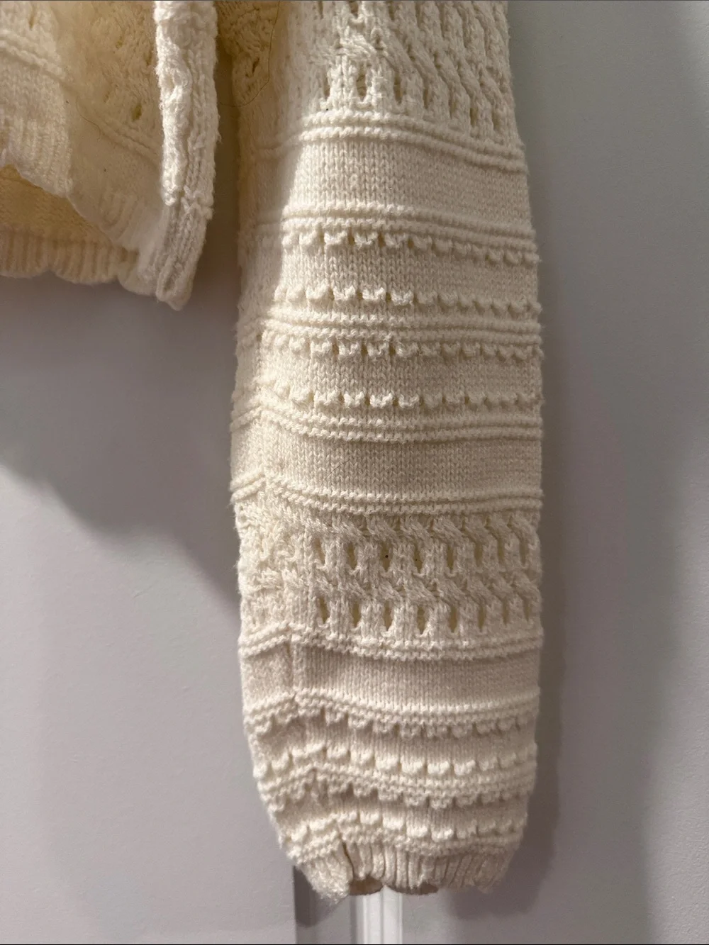 H&M Cream Cropped Button-Front Knit Cardigan